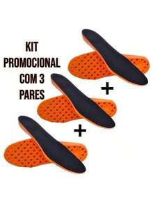 Kit With 3 Pairs Of Shock Zero Gel Insoles, Soft And Comfortable, For Men And Women, Sneakers, Boots, Shoes - 橘色 - 查看 1