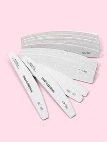 5pcs Semicircular Professional Nail Files, 80/80 Grit,Nail Supplies,Nail Tools,Nail Art Tools,Back To School,Nails,Nail Tools For Press On Nails - Light Grey - View 3
