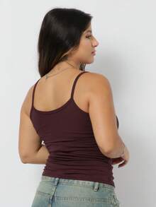 Aesthetic Moda Basic Strappy Tank Top - Óxido marrón - Ver 4