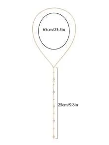 1 قطعة سلسلة طويلة ذهبية مع شرابات للجسم كإكسسوار ملابس داخلية للنساء، للحفلات الراقصة - الذهبي - مشاهدة 2