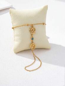 1 chiếc vòng tay chuỗi hạt đậu xoắn ốc thời trang tối giản dành cho nữ, phụ kiện trang trí được đo theo kích thước, không phải số lượng hạt - Vàng - Xem 4