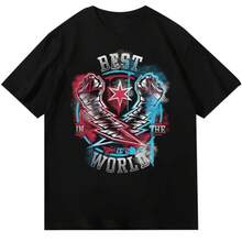 WWE Wrestling BestWorld Wrestler CM PUNK Cotton Large Size Short Sleeve Men's Women's Printed T-Shirt Men's Women's Top - 黑色 - 查看 1