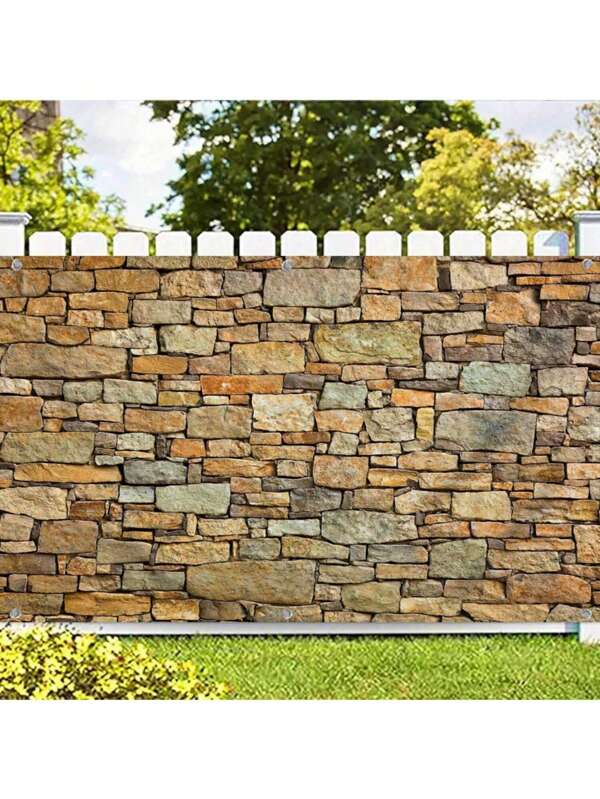 1pc Large Faux Brick Wall Vintage Yellow Garage Door Decor Backdrop, Suitable For Party Background, Celebration Decor, Outdoor Decor, Garden Decor, Easy To Install, Made Of Polyester, Angel Holiday Theme, No Power Or Battery Required