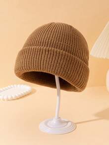 [85g Circunferencia de cabeza grande de alta calidad] Gorro grueso de punto de unicolor para hombres, gorro de punto versátil y de moda simple, sombrero de invierno cálido adecuado para otoño/invierno, uso diario y salidas de otoño - color sólido - Ver 18