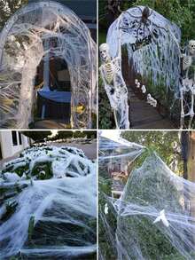 1pc,20/40/60g Spider Webs Halloween Decorations Bonus With Fake Spiders, Super Stretch Cobwebs For Halloween Indoor And Outdoor Party Supplies Fall Autumn,Christmas