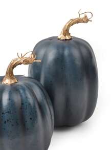 10 件秋季人造南瓜各种尺寸泡沫丰收南瓜适用于万圣节感恩节丰收节派对装饰农舍壁炉餐桌家居装饰 - 感恩南瓜10p-深藍 - 查看 4