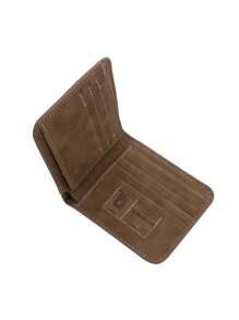 1件男士多卡位钱包短款磨砂皮革钱包复古三折横款钱包钱夹情人节礼物男士钱包迷你钱包钱夹男士钱包真皮小钱包