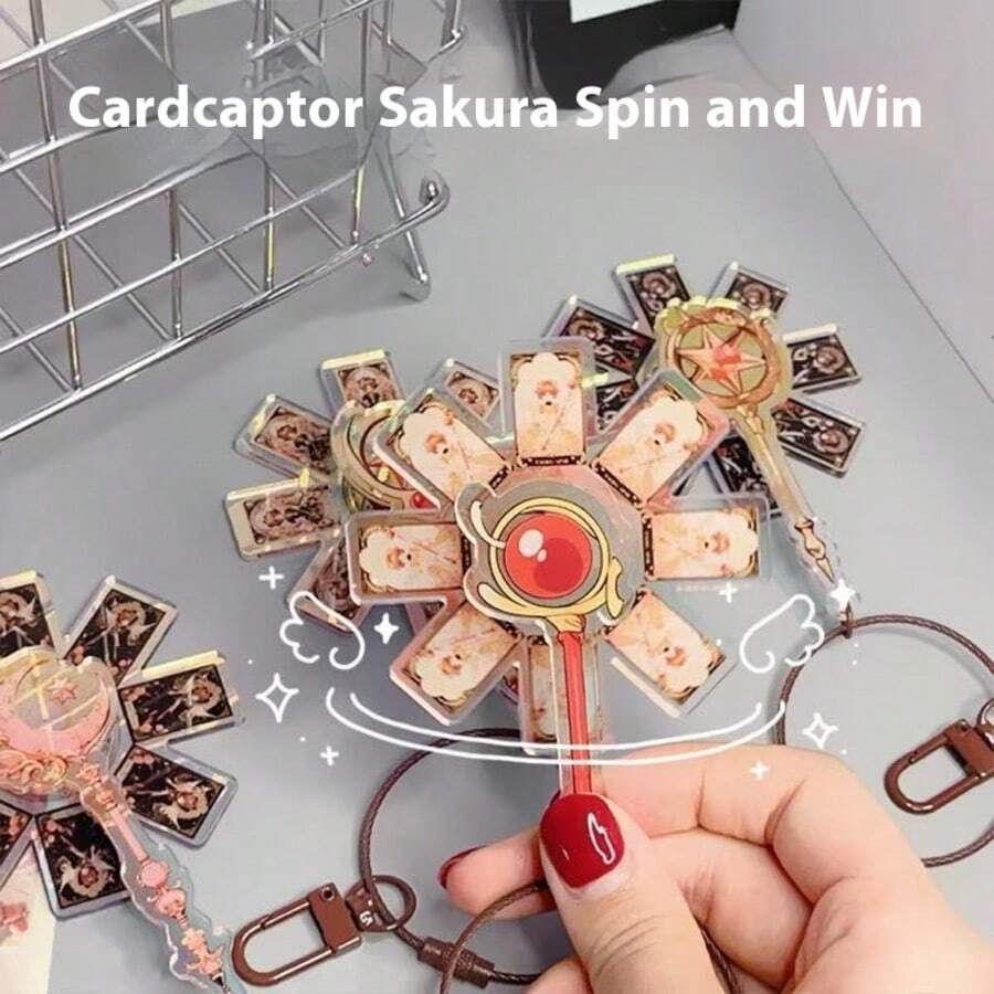 1pc 2025 New Acrylic Rotating Windmill Creative Cartoon Laser Cute Keychain Bag Charm, Gift For Best Friends - Multicolor - View 1