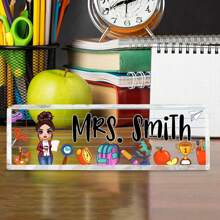 Cosas escolares personalizadas para maestros, placa de escritorio con nombre, regalo de regreso a la escuela para maestro, decoración de oficina
