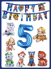 Paw Patrol Pfoten Patrol Themen Aluminium Folienballon Set, Cartoon Charakter Ali Aqi, Fellig, Grau, Perle, Lu Ma, Tian Tiana Aluminium Folie Ballons, ein Festival Ballon Set bestehend aus sieben verschiedenen Hunde Aluminiumfolie Ballon, unverzichtbare dekorative Ballon für Geburtstagsfeiern, Festivalpartys, Thanksgiving, Valentinstag, Weihnachten, Muttertag, Schulanfang, Abschlussfeier