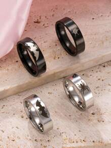 2 Peças Anéis Minimalistas de Casal em Aço Inoxidável, Acessórios Adequados para Homens e Mulheres, Uso Diário, Presente de Feriado e Encontro