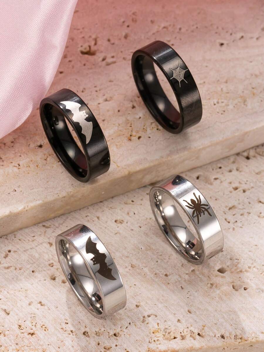 2 Peças Anéis Minimalistas de Casal em Aço Inoxidável, Acessórios Adequados para Homens e Mulheres, Uso Diário, Presente de Feriado e Encontro