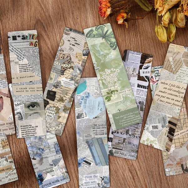 24pcs/36pcs/48pcs Vintage Collage Bookmarks DIY Decorative Cards Creative Gift Box Set, Random Delivery To Match Reading Books