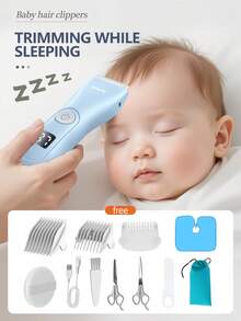 ENSSU 1set New Hair Clippers, Professional Quiet Hair Trimmer For Kids And Toddler, Rechargeable Cordless Hair Cutting Machine For Children, With LCD Display, - Baby Blue - View 3
