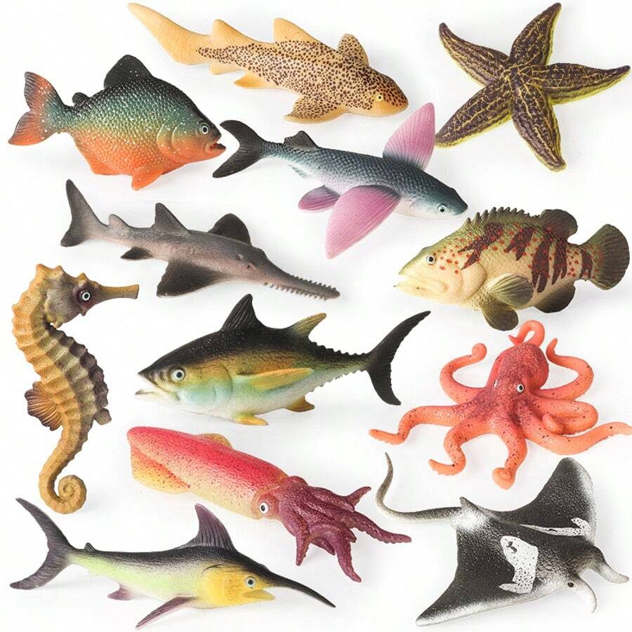 Simulation Soft Rubber Marine Animal Model Toy, Octopus, Manta Ray, Seahorse, Flying Fish TPR Children's Toy, Halloween, Christmas, Easter Party Decoration Gift - Multicolor - View 1
