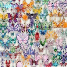 SCXXBSW 50 piezas Pegatinas de joyería con mariposas DIY decorativas para equipaje, guitarra, cuaderno, pegatinas creativas y divertidas de dibujos animados resistentes al agua - Multicolor - Ver 8