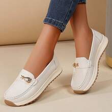 Women's Versatile Soft Bottom Non-Slip Casual Flat Loafers - Beige - View 5