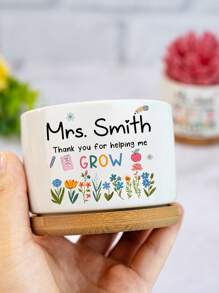 Ollas de plantas suculentas personalizadas con nombre y cita, regalos de fin de año escolar, bandeja de madera reflexiva, decoración de mesa, regalo para maestros, obsequios para maestras, agradecimiento a maestra, macetas con plantas, ollas succulentos, recuerdos para profesores, adornos para amantes de las plantas y regalos para fin del año, de vuelta a la escuela, ayudame a crecer, plantas para madres