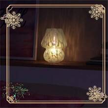 8" Rainbow Glass Mushroom Table Lamp, Battery Powered