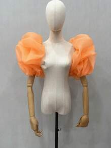 One Piece Black Organza Puff Sleeves 2 Elasticated Bridal Sleeves Autumn Accessories