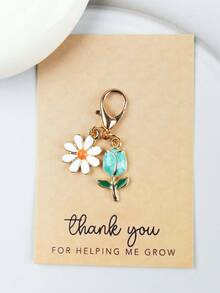 Set de 6 llaveros con tulipanes y margaritas, adecuados como colgantes, cadenas y decoración de bolsos, diseño floral de moda, regalo ideal para cumpleaños, bodas, Día del Maestro, Día del Padre, Día de la Madre, cumpleaños de amigos, accesorio perfecto para bolsos, llaveros de coche, excelente para el nuevo período escolar y graduación, diseñado para mujeres - Multicolor - Ver 8