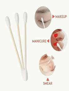 1000 支高品质双头清洁棉签，用于有效清洁耳鼻和化妆品棉签无双头对羟基苯甲酸酯棉签 - 无香精温和耳朵清洁和化妆棒，竹柄，独立包装，适合敏感肌肤浅米色，低过敏性，适用于耳朵和化妆品清洁，