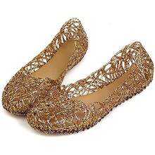 Womens Sandals Flat Jelly Shoes Slip On Hollow Out Loafers… - Vàng - Xem 4