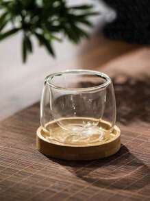1pc/2pcs/4pcs/6pcs Handmade Double-Layer Heat-Resistant Glass Cup With Coaster Tea Set, High-Quality Insulated Tea Cup, Household Tea Brewing Cup, Gift For Relatives And Friends