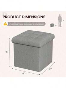 Free Shipping15 Inches Storage Ottoman Cube Set Of 2, Foldable Storage Boxes Footrest Step Stool, Padded Seat For Dorm Ving Room, Support 300lbs, Ne Fabric Grey Dgds