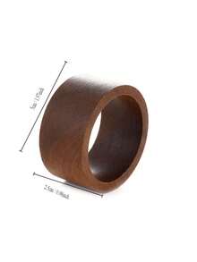 6 件简约实木餐巾环，用途广泛且时尚，适合桌面、酒店、餐厅用餐 - 棕色 - 查看 2