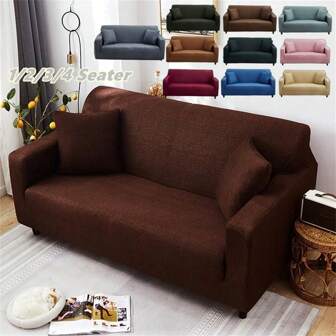 1PC 1/2/3/4 Seater All Inclusive Sofa Covers Solid Color Four Season Universal Elastic Sofa Covers Modern Sofa Cover For Living Room