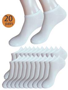 6/10/15/20 /30Pairs Women & Men Solid Color Low Cut Invisible Short Socks, Ladies Short Socks For Spring, Summer, Autumn & Winter, Men Elastic Soft Breathable Socks, Suitable For Daily Wear - Multicolor - View 26