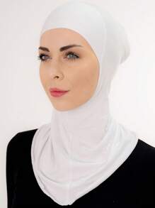 1 件女士内帽头巾头巾帽子头巾时尚纯色下巴弹性头帽和颈巾头带冬季秋季适合 Abaya 日常内帽