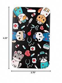 1pc Pink Medical Nurse Pill Cat Pattern Lanyard Card Holder, Keychain ID Badge Hard Case Suitable For Transit Card, ID Card, Work Card, Student Card, Expo Card, Event Pass,For School Supplies,Back To School - Multicolor - View 6
