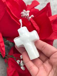 12 velitas cruz con aroma souvenirs recuerdo para evento bautizo primera comunión - Blanco - Ver 3