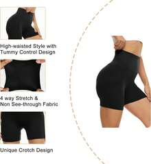 Women's 3/4 Length High Waist Biker Shorts 3 Pack - Tummy Slimming, Squat Proof With Pockets | No See-Through Chafe-Free For Workouts - 1pcs(black) - 查看 5