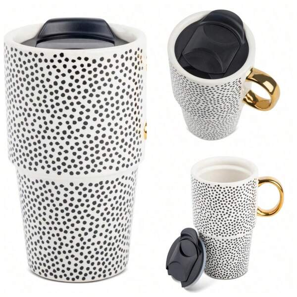 Stoneware Dot 17oz Travel Mug