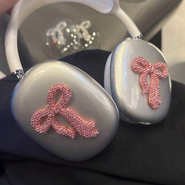 1 pieza Funda con decoración de lazo de cristales brillantes para el auricular de los auriculares Bluetooth AirPodsMax
