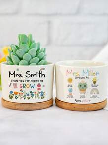 Ollas de plantas suculentas personalizadas con nombre y cita, regalos de fin de año escolar, bandeja de madera reflexiva, decoración de mesa, regalo para maestros, obsequios para maestras, agradecimiento a maestra, macetas con plantas, ollas succulentos, recuerdos para profesores, adornos para amantes de las plantas y regalos para fin del año, de vuelta a la escuela, ayudame a crecer, plantas para madres