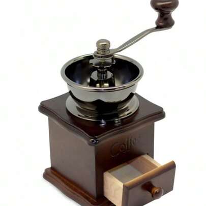 Ręczny młynek do kawy com caneta retro, uchwyt ze stali nierdzewnej z ceramicznym młynkiem / młynek do kawy, drawniany,