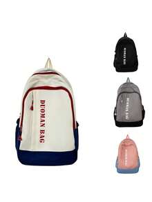 Mochila versátil y sencilla con estampado de letras, mochila escolar de gran capacidad