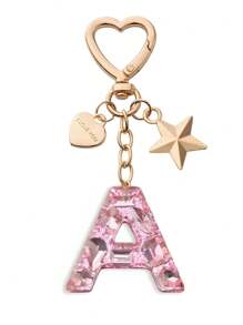 1pc Cute Bling Keychain Initial Letter Butterfly Star Pink Gift For Women Girls Bag Purse Handbags School Bag Car Key Cup Charms Accessories Car Accessories Goth Y2k