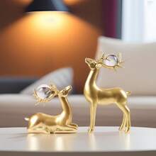 Um Par, Bola de Cristal Rena Geradora de Dinheiro, Rena Fofa sob a Árvore de Natal, Decoração de Lareira, Decoração de Casa, Decoração para Quarto, Escritório e Sala de Estar, Presente de Aniversário, Decoração de Natal, Presente de Véspera de Natal