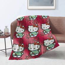 Sanrio Hello Kitty 毯子 - 柔软保暖，羊毛材质，可定制姓名和绿色叶子图案，适合所有季节，可机洗，1 件装。 - 紅色 - 查看 6