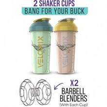 2-Pack 28oz/830ml Premium Shaker Bottles With 4 Stainless Steel Balls - Leakproof  Mixer Cups For Protein, Smoothies & Meal Replacement - Gym, Office, Travel & Home Use - Blue & Clear Combo With Measurement Marks - Cloud Gray & Butter Beige - 查看 3
