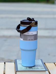 1 pieza 30oz Taza de café de vidrio inoxidable con tapa y asa - Doble pared Insulated, taza de hielo a prueba de derrames para automóvil, aventura al aire libre, botella de agua para todas las estaciones, regalo de Navidad y Halloween - Bebida individual - Ver 11