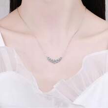 925 Sterling Silver Women's Necklace With 1.7ct Moissanite Pendant | All-Moissanite Smile Design | Elegant Dating & Party Jewelry | Perfect Gift For Birthday, Anniversary, Valentine's Day, Halloween, Thanksgiving, Christmas - For Lovers, Family & Friends - 1.7CT - View 3