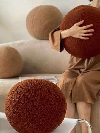 1 件北欧风格球形靠垫柔软蓬松靠垫纯色毛绒沙发靠垫抱枕椅垫适用于客厅装饰卧室家居装饰，12 英寸，沙发，卧室装饰，房间装饰，家居装饰，新年和圣诞礼物圣诞装饰圣诞装饰