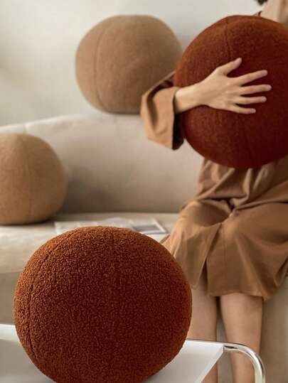 1 件北欧风格球形靠垫柔软蓬松靠垫纯色毛绒沙发靠垫抱枕椅垫适用于客厅装饰卧室家居装饰，12 英寸，沙发，卧室装饰，房间装饰，家居装饰，新年和圣诞礼物圣诞装饰圣诞装饰