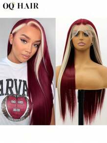 头发 Oq 头发 Oq 假发 直发 13*4 透明蕾丝前假发 Oq 蕾丝前假发 勃艮第 99J/613 金发 Oq 真人发假发 180% 16-28 英寸 预拔蕾丝 迷你结 预漂白头发 万圣节接发配件